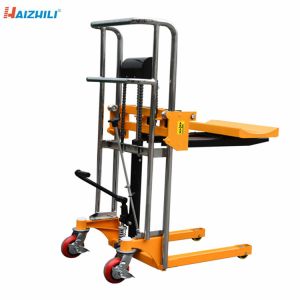 China Mini Manual Forklift Stacker With Platform 1.5 Meter Light Vehicle Structure wholesale
