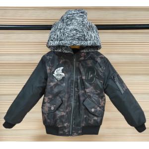 China Soft Kids Winter Down Jacket , Kids Black Bomber Jacket Detachable Fleece Hoody supplier