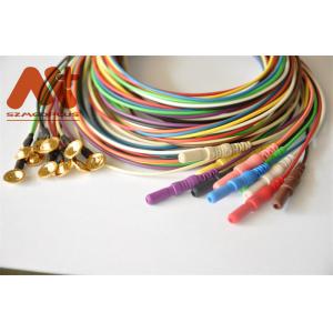 China Gold Plated EEG Cable Eeg Cup Electrode Colorful DIN1.5 Socket supplier