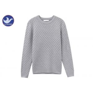 China Round Neck Men'S Knit Pullover Sweater Grey Color Fancy Patterns Winter Clothes supplier
