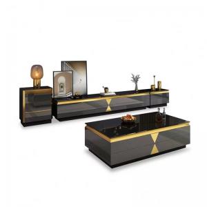 China Rock Plate Hotel Room Cabinets Luxury TV Cabinet Sets Hotel Room Black Glass supplier