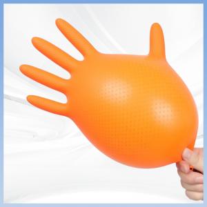 China Diamond Textured Disposable Nitrile Gloves Orange Nitrile Latex Free Gloves supplier