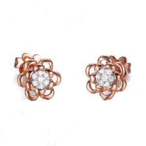 China Rose Gold White Gold  0.14carat Diamonds Flwoer Stud Eaerrings for Women Gift (GDE002) supplier