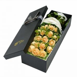 Black Customized Color Printed Luxury Cardboard Paper Flower Rose Pack Box Bags Valentine'S Day Gift Packaging