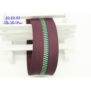 China Garments / Bags Brass Long Chain Zipper Silver Teeth Polyester / Cotton / Aramid Tape supplier
