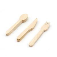 China 160mm Disposable Wooden Cutlery Set , Wrapped Organic Bamboo Utensils Spoon Knife Fork on sale
