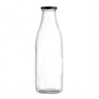 China Large Capacity Milk Glass Bottle 1000 Ml Beverage With Metal Cap Food Grade Leakproof on sale