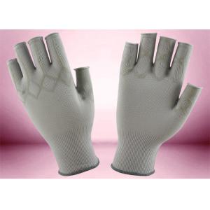 Nylon Knitted Working Hands Gloves Half Fingerless With Customized Dots