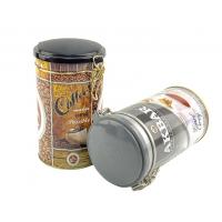 China OEM Coffee Tin Cans Air Tight Clear Lid On Top Cylinder Tin Box With Clasp on sale