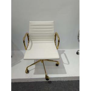 Swivel White And Gold Office Chair , Genuine Leather Executive Chair Net Weight 16.4kg