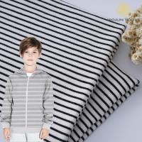 China 100% Cotton Black And White Striped Fabric Soft French Terry Material 185cm on sale