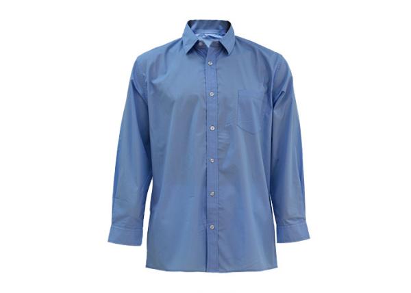 Lightweight Custom Button Up Work Shirts , Blue Site Work Clothes Eco Friendly