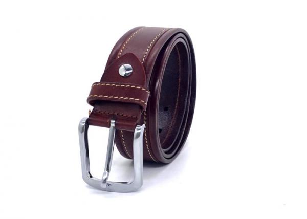 ODM 3.5cm Classic Buckle Mens Brown Leather Dress Belt