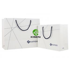 Personalised White Gift Paper Handle Shopping Bags Reusable With Your Own Logo