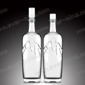 ODM Transparent 750ml Glass Liquor Bottles With Glass Top