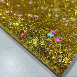 China arcilla 3D Chunky Glitter Leather Fabric del polímero 50m/Roll on sale