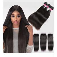 China Silky Straight Remy Indian Human Hair Weave Bundles With Closure on sale