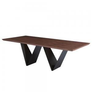 China High-Quality Modern Metal Frame Living Room Furniture Solid Wood  Design   Dining Table Sets supplier