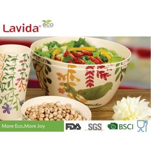 Non Fragile Large Bamboo Salad Bowl Biodegradable Dishwasher Safe Tasteless Round Shape