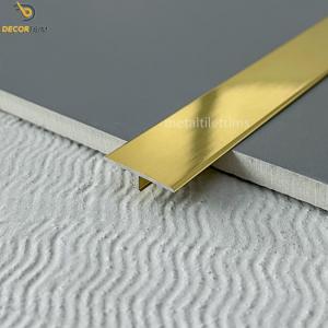 Polish Gold 25mm Aluminium Tile Edge Trim T Molding Floor And Wall Divider Strip