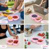China Contenedores de bocadillos reutilizables de silicona con tapas, 3 paquetes de doble / 2 compartimientos Contenedor de caja de bocadillos para salsa de ensalada, contenedores de condimentos con tapas para control de porciones, viajes, picnic wholesale