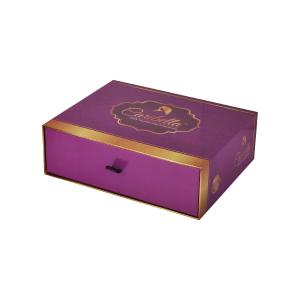 China Purple Gold 2mm Thick Cardboard Matte Lamination Hair Extension Box Drawer Box supplier