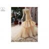 China Puffy Tailor Made Prom Dresses / Champagne Fishtail Prom Dress Lace Flowers wholesale