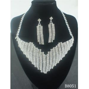China OEM European Standard Silver Jewelry Crystal Necklace and Earring Set for Party supplier