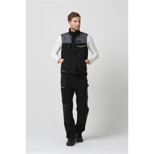 Spring Black Work Vest wirh canvas 6535 fabric two color stitching multi pockets