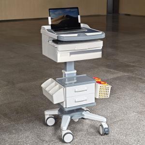 China Carrito de computadora médica ajustable en altura con cajones de bloqueo Estación de trabajo móvil de computadora portátil supplier