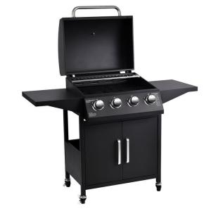 132*55*109 cm Backyard 4 Bunners Outdoor Griddle Propane Gas Grill with Side Shelf