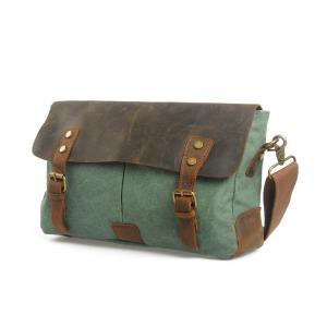 CL-410 Light Green Vintage Style Canvas and Leather Bag Messenger