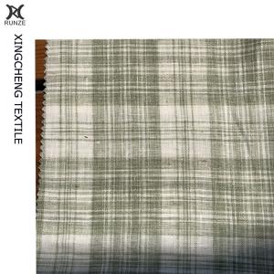 China Green And White Check Linen Fabric For Suits With High- 21S*21S Yarn Count Yarn Dyed supplier