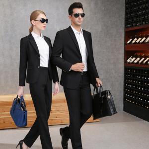 65% Polyester Balck Color Business Suit For Men And Women With Two Buckles