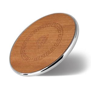 China 10w Desktop Round Wooden Wireless Charger , Iphone Wood Charger For Samsung Mobiles supplier