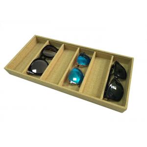 China Fabric Wood 6 Pairs of Sunglasses Display Storage Case Small Eyeglasses Tray supplier