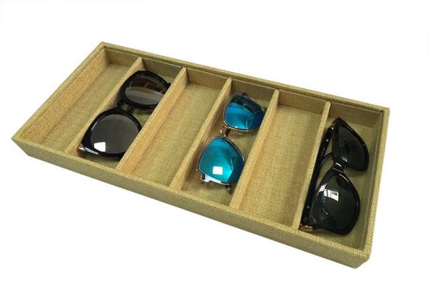 Fabric Wood 6 Pairs of Sunglasses Display Storage Case Small Eyeglasses Tray