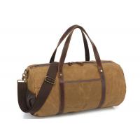China Waxed Canvas Travel Duffel Bag Waterproof Genuine Leather Travel Weekend Bags on sale