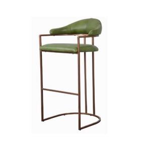 Green Leather Seat Gold Metal Counter Stool With Metal Frame