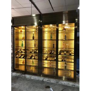 SUS ASTM 304 316L Stainless Steel Wine Cabinets Copper Antique Hairline Brushed Room Cold Temperature