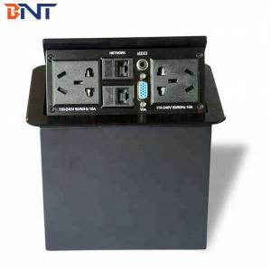 Office Floor Outlet for Desktop Hydraulic Pop Up Type Power Socket with Aluminum Alloy Panel