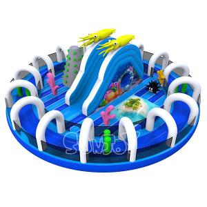 China Round Sea World 0.55mm Plato Inflatable Jumping Theme Park supplier