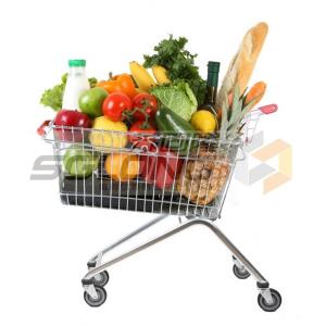 China Unfolding Supermarket Shopping Trolley , Metal Wire Shopping Carts supplier
