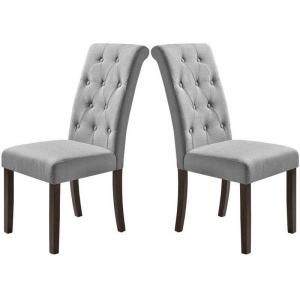 China Tomile Gray Tufted Dining Chairs Set Of 2 / Upholstery Fabric Dining Chairs supplier