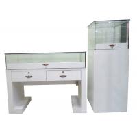 China White Color Wooden Glass Display Cases Flat Pack Plinth With Glass Cabinet on sale