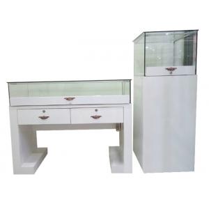 China White Color Wooden Glass Display Cases Flat Pack Plinth With Glass Cabinet supplier