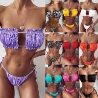 China Sexy Chain Swimming Suits Bikini Drawstring Elegant Sexy Bathing Suits For Women pink square shape bikini UPF50++ summer on sale