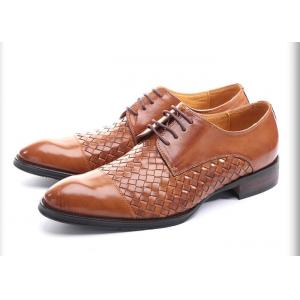 China Party / Wedding Men Formal Dress Shoes Round Toe Mens Brown Derby Shoes supplier