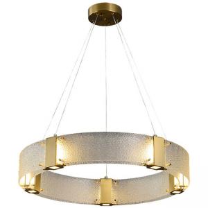 Double Glass Crystal Ring G9 Pendant Light Modern Brushed Stainless Steel