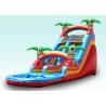 Red Tropical Kids Garden Water Slide With Pool , Blow Up Water Slide Backyard